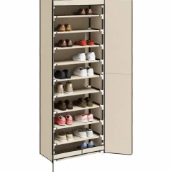 vidaXL Armoire à chaussures Crème 60x30x166 cm Tissu