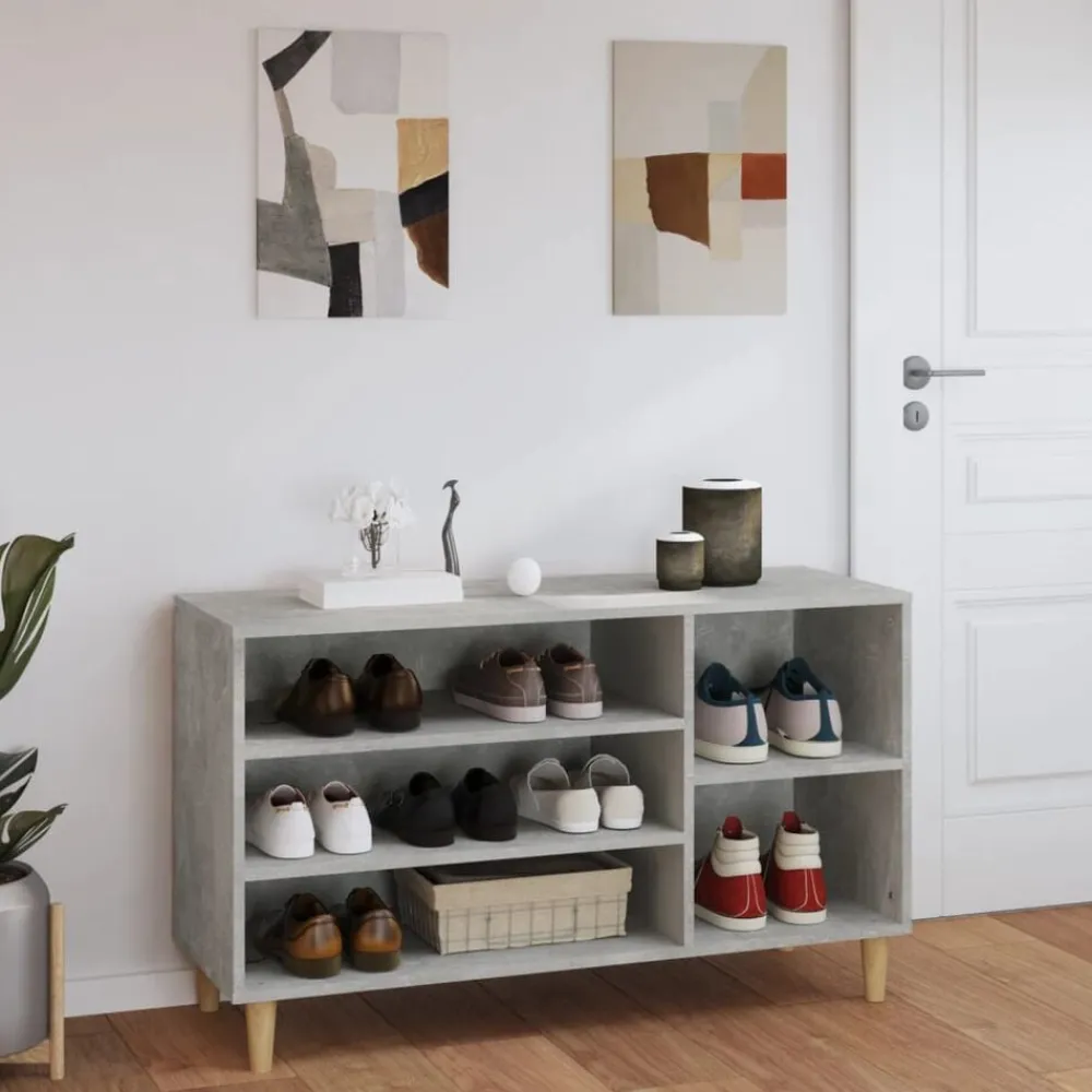 Produits Ménagers-vidaXL Armoire à chaussures 102x36x60 cm Bois d'ingénierie Gris béton