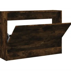 Produits Ménagers-vidaXL Armoire à chaussures chêne fumé 80x21x57 cm bois ingénierie Chêne fumé