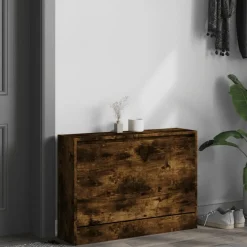 Produits Ménagers-vidaXL Armoire à chaussures chêne fumé 80x21x57 cm bois ingénierie Ch&ecirc;ne fumé