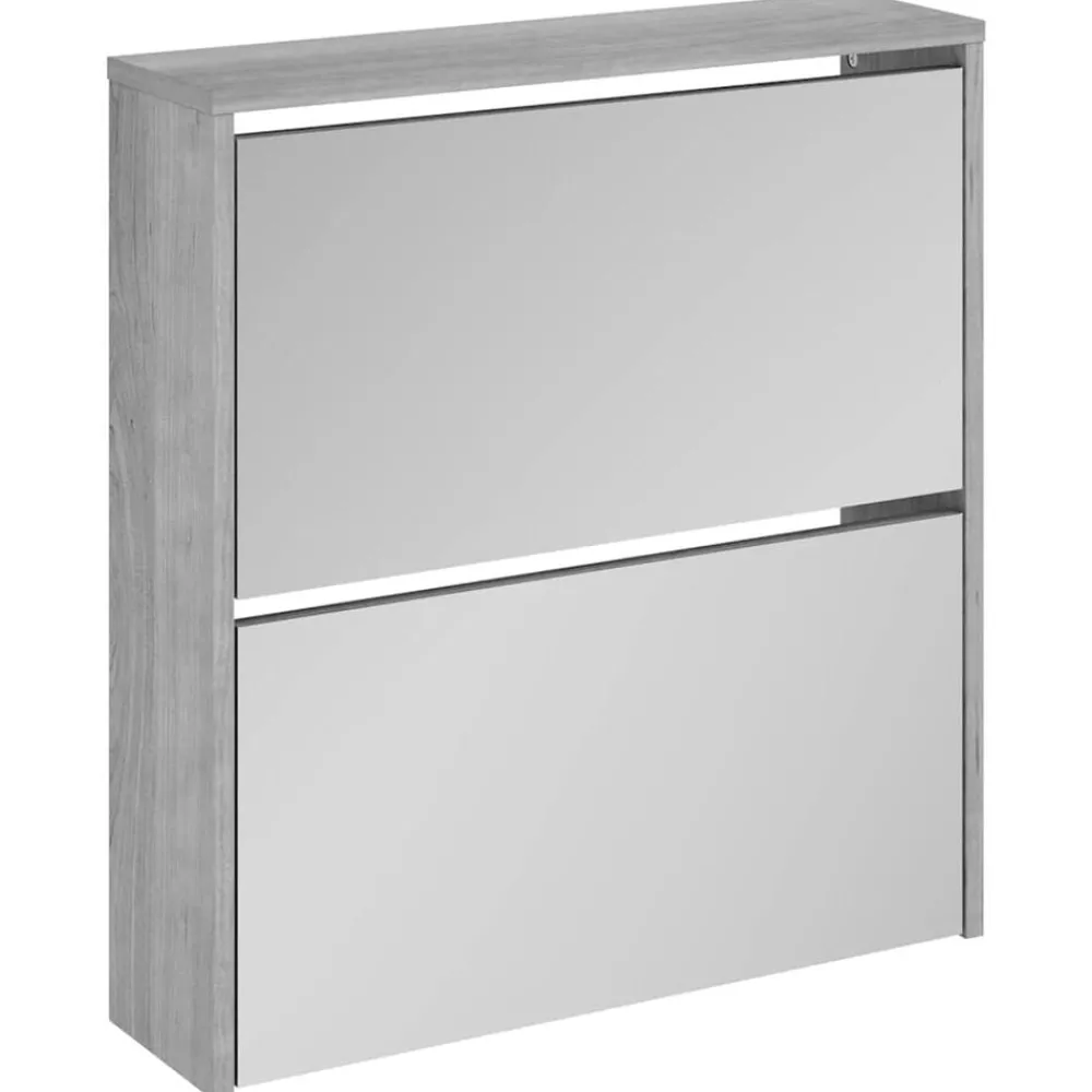 Produits Ménagers-vidaXL Armoire à chaussures miroir 2 niveaux 63x17x67 cm Sonoma gris
