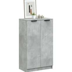 Produits Ménagers-vidaXL Armoire à chaussures 59x35x100,5 cm Bois d'ingénierie Gris béton