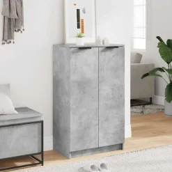 Produits Ménagers-vidaXL Armoire à chaussures 59x35x100,5 cm Bois d'ingénierie Gris béton