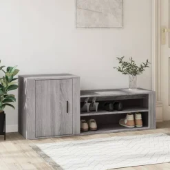 Produits Ménagers-vidaXL Armoire à chaussures 130x35x54 cm Bois d'ingénierie Sonoma gris