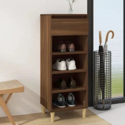 Produits Ménagers-vidaXL Armoire à chaussures Chêne marron 40x36x105cm Bois d'ingénierie Ch&ecirc;ne marron