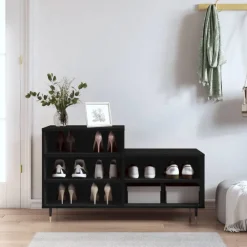 Produits Ménagers-vidaXL Armoire à chaussures 102x36x60 cm Bois d'ingénierie Noir