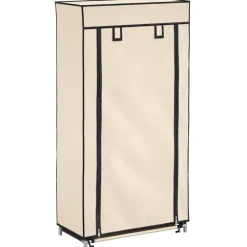 Produits Ménagers-vidaXL Armoire à chaussures avec housse Crème 58x28x106 cm Tissu Crème