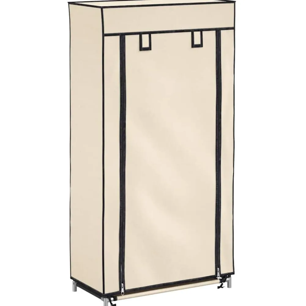 Produits Ménagers-vidaXL Armoire à chaussures avec housse Crème 58x28x106 cm Tissu Crème