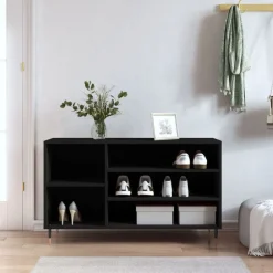 Produits Ménagers-vidaXL Armoire à chaussures 102x36x60 cm Bois d'ingénierie Noir