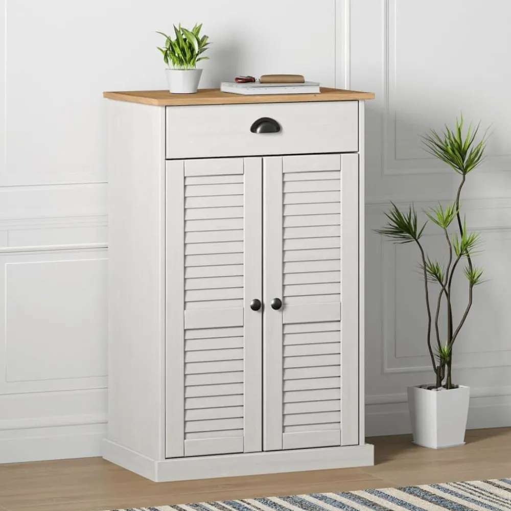 Produits Ménagers-vidaXL Armoire à chaussures VIGO 60x35x96 cm bois massif de pin Blanc