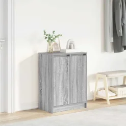 Produits Ménagers-vidaXL Armoire à chaussures 57x34x76 cm bois d'ingénierie Sonoma gris