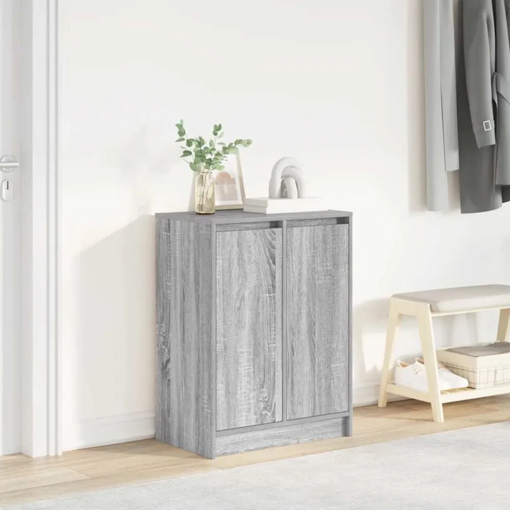 Produits Ménagers-vidaXL Armoire à chaussures 57x34x76 cm bois d'ingénierie Sonoma gris