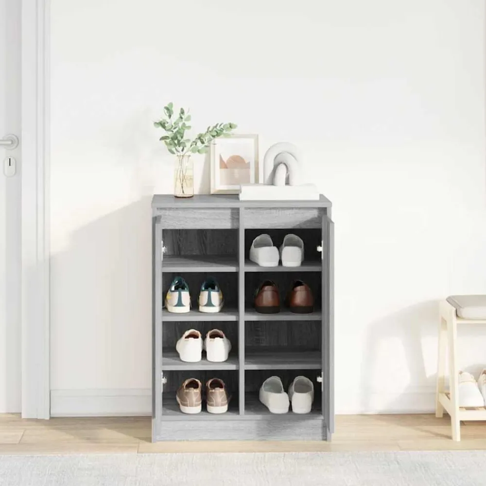 Produits Ménagers-vidaXL Armoire à chaussures 57x34x76 cm bois d'ingénierie Sonoma gris
