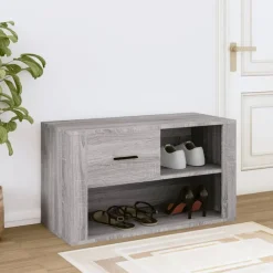 Produits Ménagers-vidaXL Armoire à chaussures 80x35x45 cm Bois d'ingénierie Sonoma gris