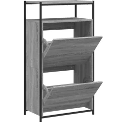 Produits Ménagers-vidaXL Armoire à chaussures 60x34x112 cm Bois d'ingénierie Sonoma gris