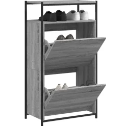 Produits Ménagers-vidaXL Armoire à chaussures 60x34x112 cm Bois d'ingénierie Sonoma gris
