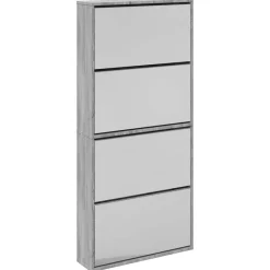Produits Ménagers-vidaXL Armoire à chaussures miroir 4 niveaux 63x17x134 cm Sonoma gris