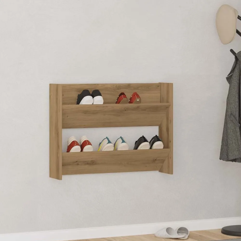 Produits Ménagers-vidaXL Armoire à chaussures murale chêne artisanal bois d'ingénierie chêne artisanal
