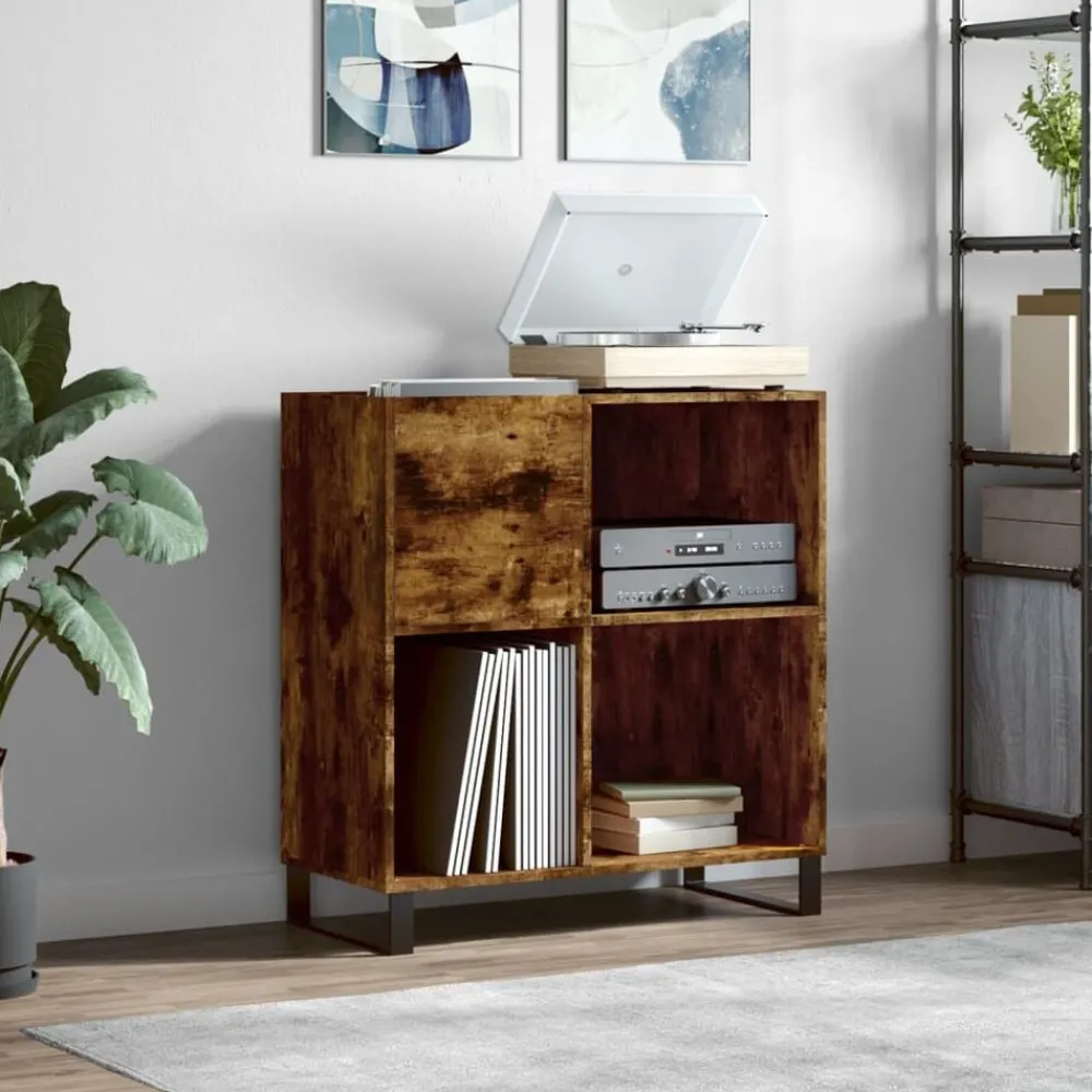 vidaXL Armoire à disques chêne fumé 84,5x38x89 cm bois d'ingénierie