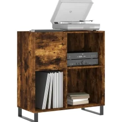 vidaXL Armoire à disques chêne fumé 84,5x38x89 cm bois d'ingénierie