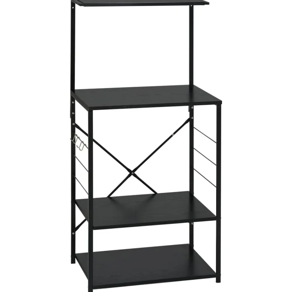 Arts De La Table & Arts Culinaires-vidaXL Armoire à four à micro-ondes 60x39,6x123cm bois ingénierie Noir