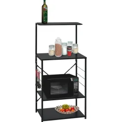 Arts De La Table & Arts Culinaires-vidaXL Armoire à four à micro-ondes 60x39,6x123cm bois ingénierie Noir