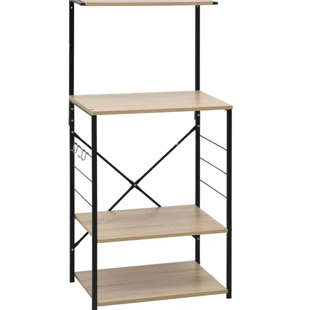vidaXL Armoire à micro-ondes noir et chêne 60x39,6x123 cm