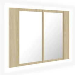Armoires & Meubles De Rangement-vidaXL Armoire à miroir à LED de bain Chêne sonoma 60x12x45 Acrylique Chêne sonoma