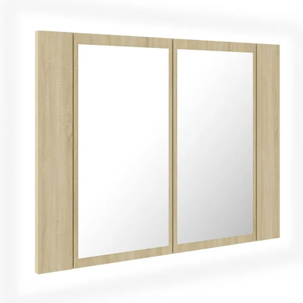 Armoires & Meubles De Rangement-vidaXL Armoire à miroir à LED de bain Chêne sonoma 60x12x45 Acrylique Chêne sonoma