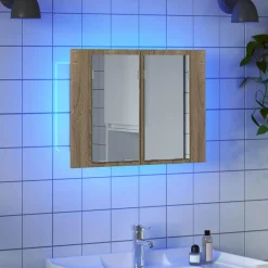 Armoires & Meubles De Rangement-vidaXL Armoire à miroir à LED de bain Chêne sonoma 60x12x45 Acrylique Chêne sonoma