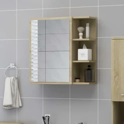 Armoires & Meubles De Rangement-vidaXL Armoire à miroir de salle de bain Chêne sonoma Bois ingénierie Ch&ecirc;ne sonoma