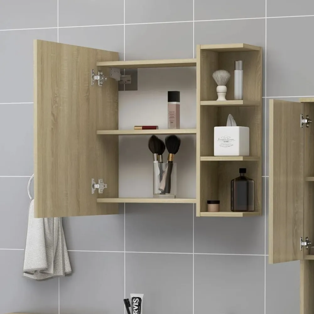 Armoires & Meubles De Rangement-vidaXL Armoire à miroir de salle de bain Chêne sonoma Bois ingénierie Chêne sonoma