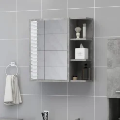 Armoires & Meubles De Rangement-vidaXL Armoire à miroir de salle de bain Bois d’ingénierie Gris béton