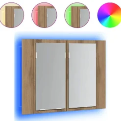 vidaXL Armoire à miroir LED chêne artisanal 60x12x45cm bois ingénierie