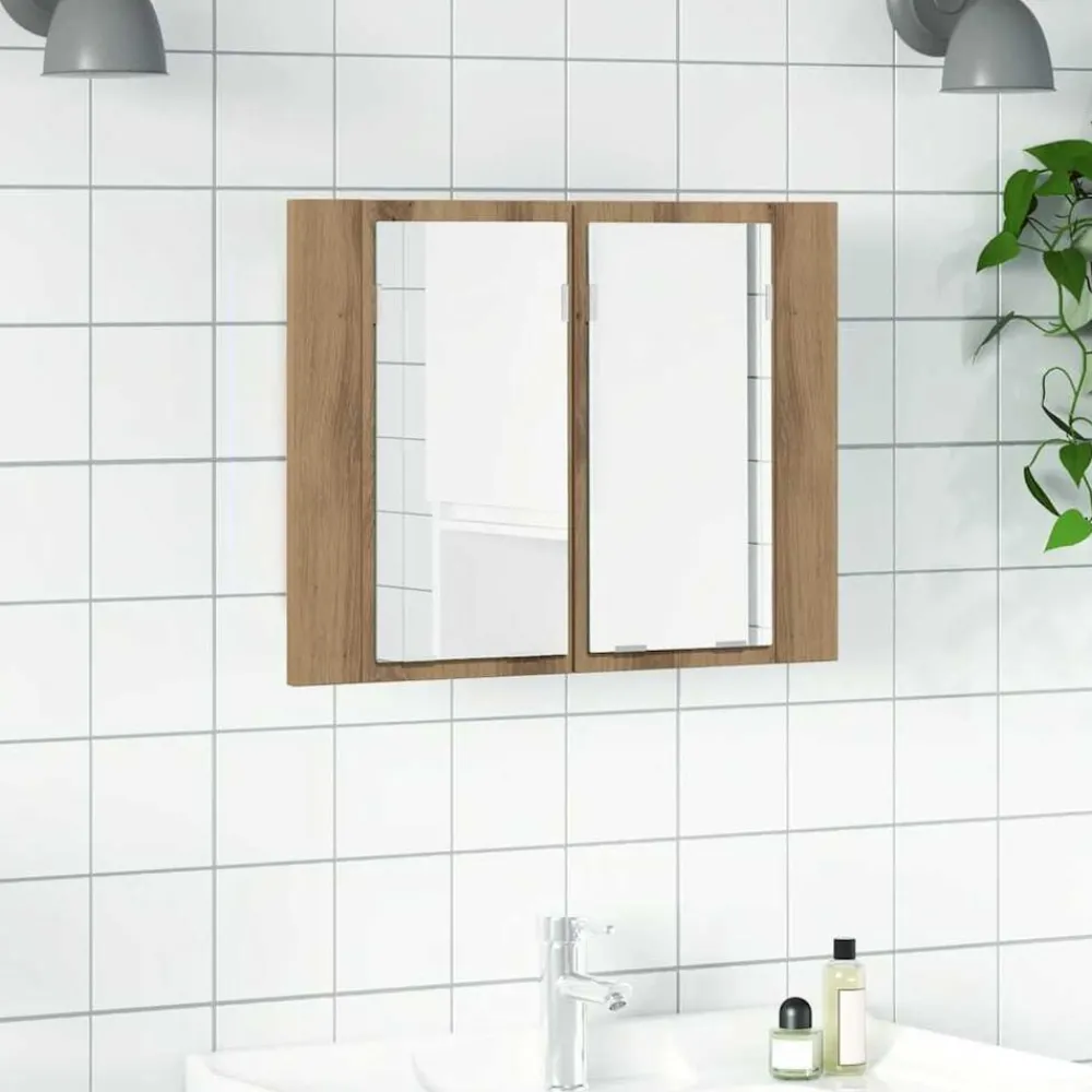 vidaXL Armoire à miroir LED chêne artisanal 60x12x45cm bois ingénierie