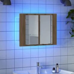 vidaXL Armoire à miroir LED chêne artisanal 60x12x45cm bois ingénierie