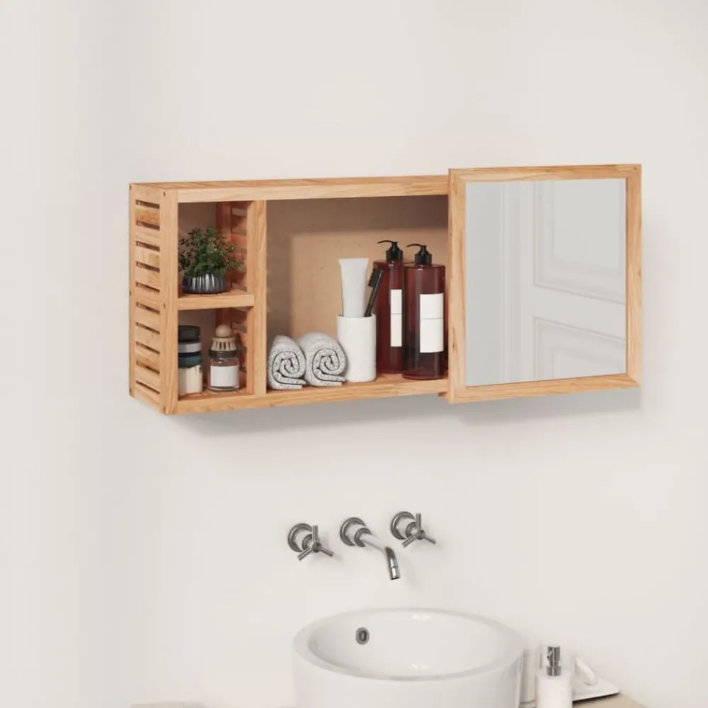 Armoires & Meubles De Rangement-vidaXL Armoire à miroir 80x17x34 cm Bois massif de noyer