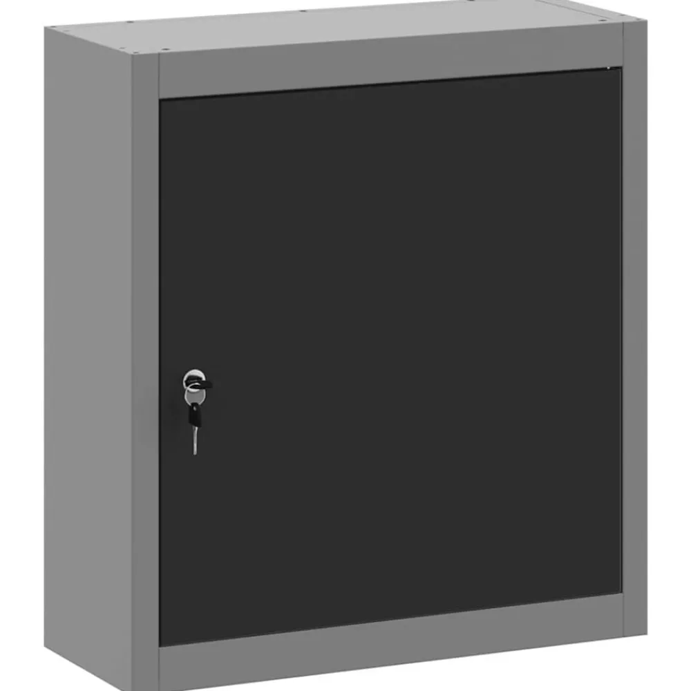 Accessoires De Quincaillerie-vidaXL Armoire à outils avec étagère et gris 50 x 20 x 55 cm Noir