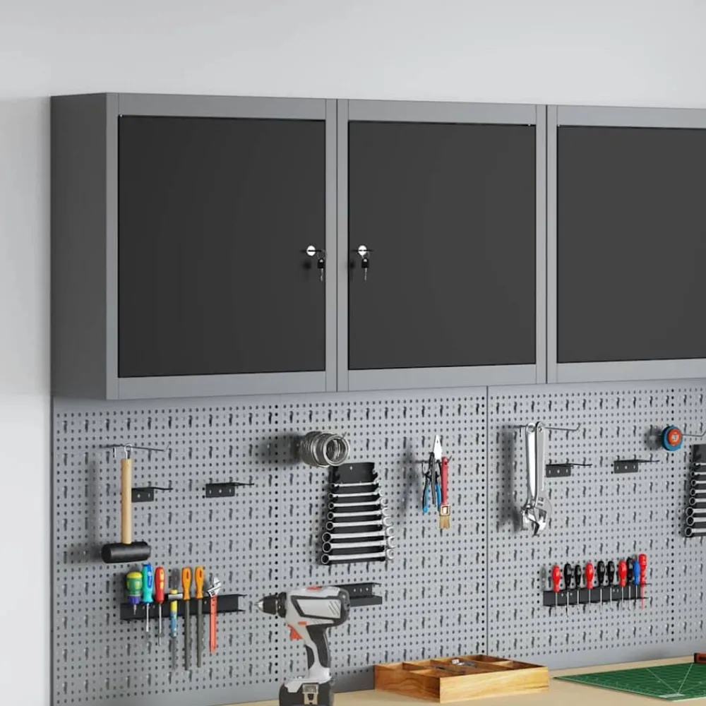 Accessoires De Quincaillerie-vidaXL Armoire à outils avec étagère et gris 50 x 20 x 55 cm Noir