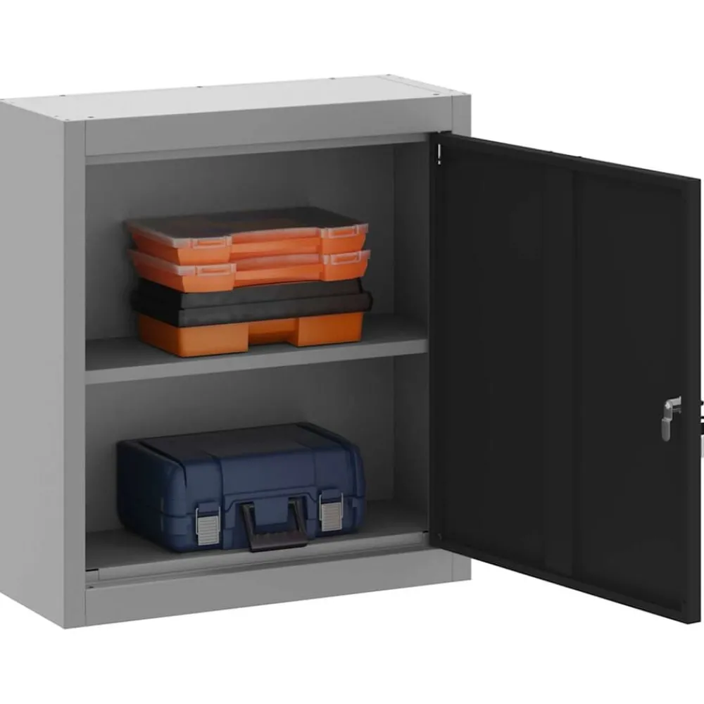 Accessoires De Quincaillerie-vidaXL Armoire à outils avec étagère et gris 50 x 20 x 55 cm Noir