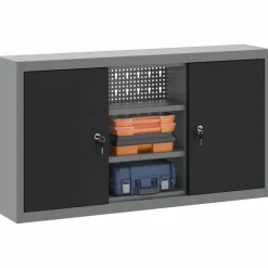 Accessoires De Quincaillerie-vidaXL Armoire à outils avec étagère et gris 50 x 20 x 55 cm Noir