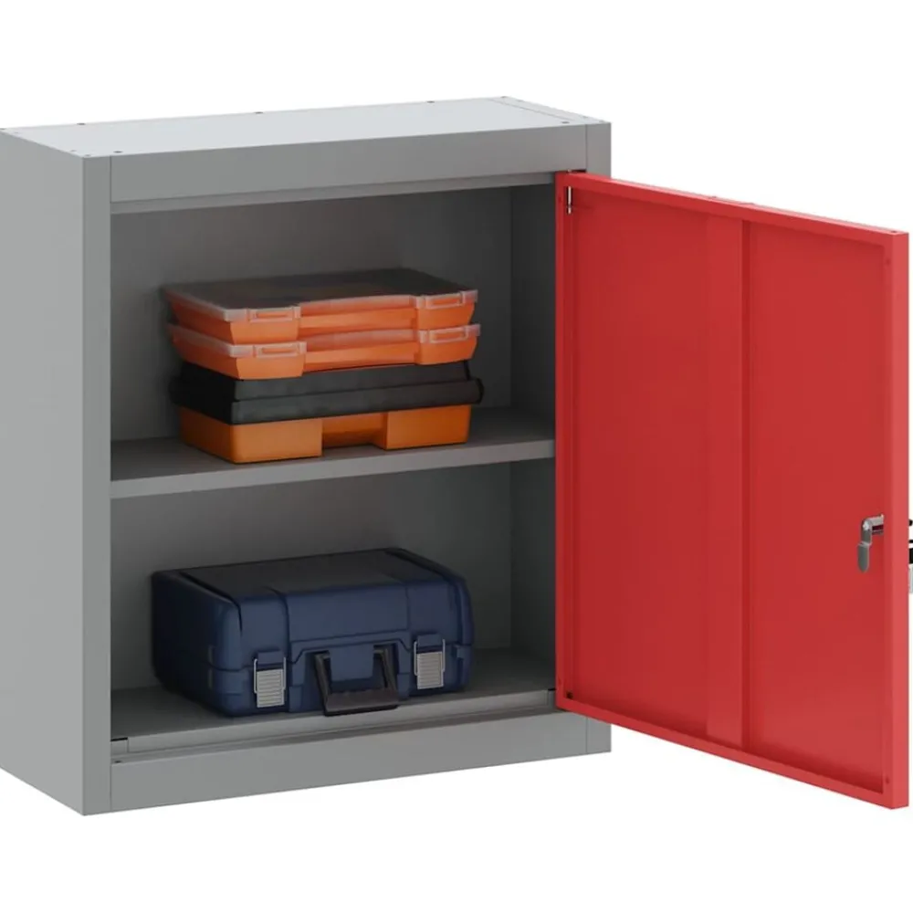 Accessoires De Quincaillerie-vidaXL Armoire à outils avec étagère et Gris 50 x 20 x 55 cm Rouge