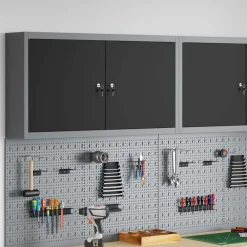 Accessoires De Quincaillerie-vidaXL Armoire à outils avec étagère et gris 50 x 20 x 55 cm Noir