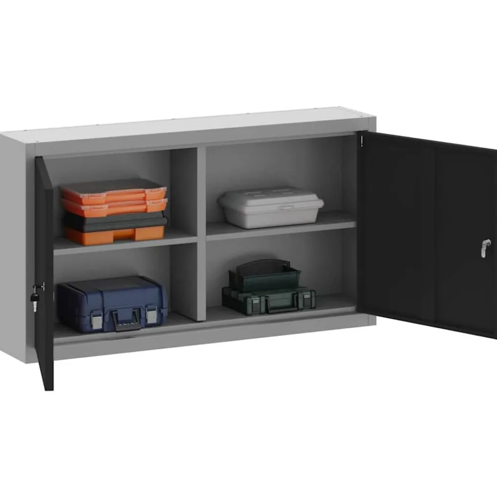 Accessoires De Quincaillerie-vidaXL Armoire à outils avec étagère et gris 50 x 20 x 55 cm Noir