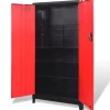 vidaXL Armoire à outils avec 2 portes Acier 90x40x180 cm Noir et rouge