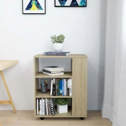 Armoires & Meubles De Rangement-vidaXL Armoire à roulettes Chêne Sonoma 60x35x75 cm Bois d’ingénierie Chêne sonoma