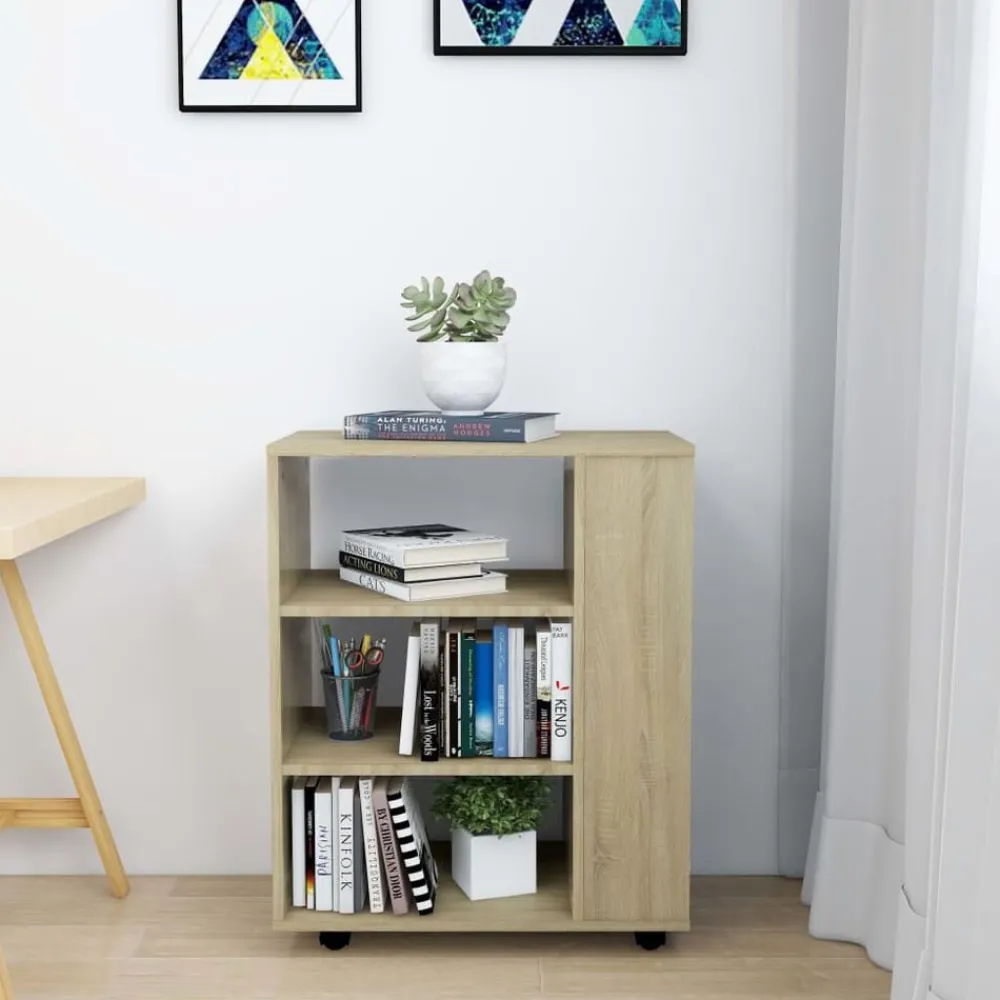 Armoires & Meubles De Rangement-vidaXL Armoire à roulettes Chêne Sonoma 60x35x75 cm Bois d’ingénierie Chêne sonoma