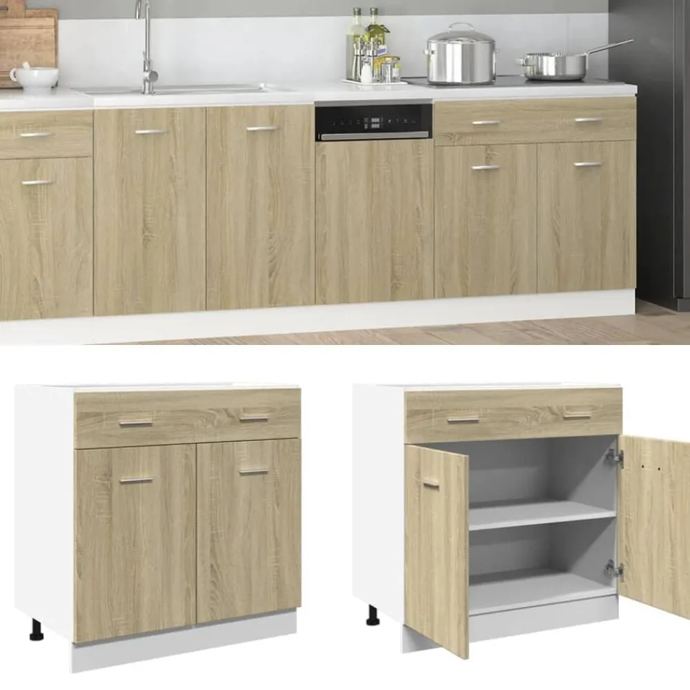 Armoires & Meubles De Rangement-vidaXL Armoire à tiroirs inférieure "Lyon" Chêne Sonoma 80 x 46 x 81,5 cm Bois d'ingénierie Chêne sonoma