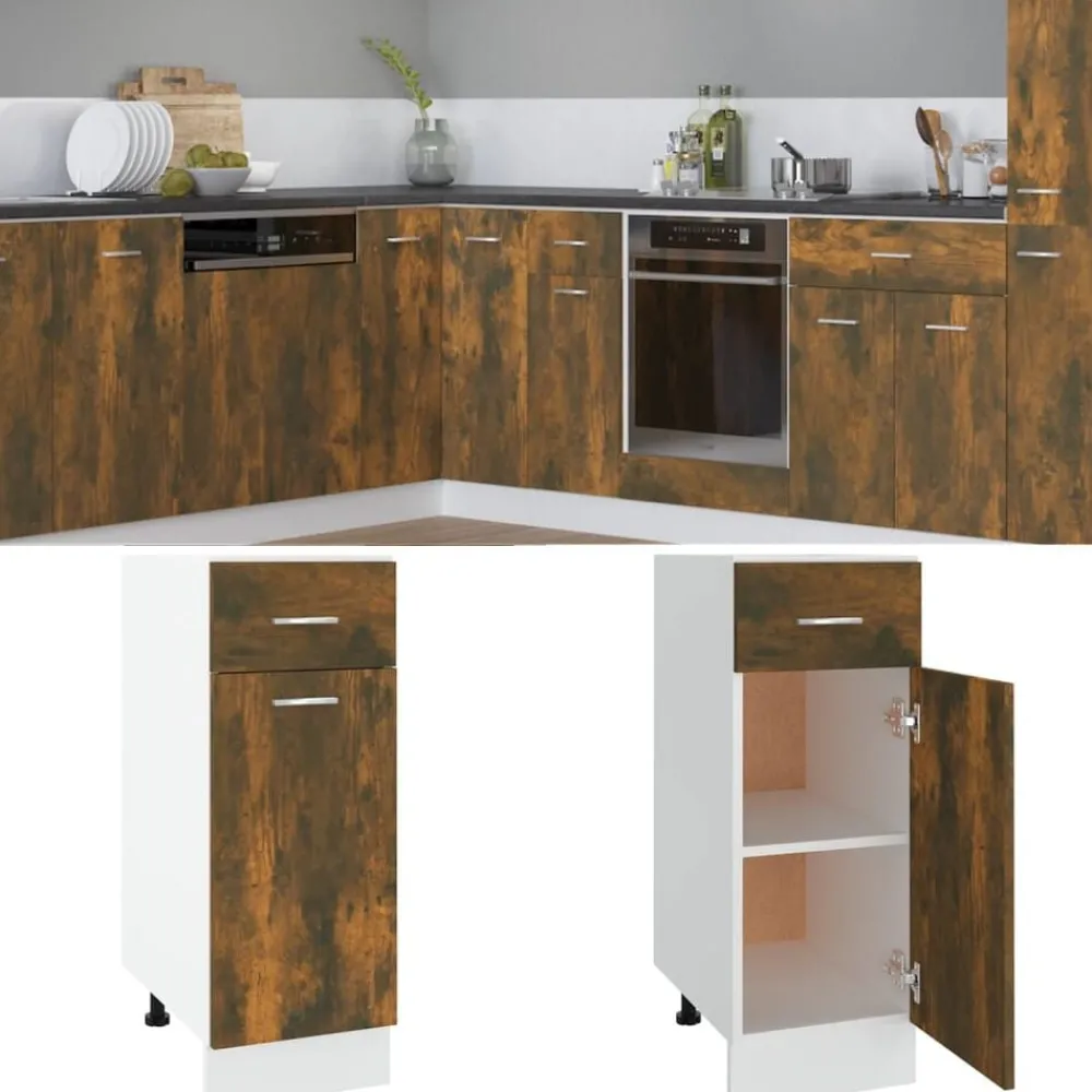 Armoires & Meubles De Rangement-vidaXL Armoire à tiroirs "Lyon" Chêne fumé 30 x 46 x 81,5 cm Bois d'ingénierie Chêne fumé