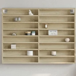 Étagères-vidaXL Armoire à vitrine chêne sonoma 100x8,5x75 cm bois d'ingénierie Ch&ecirc;ne sonoma